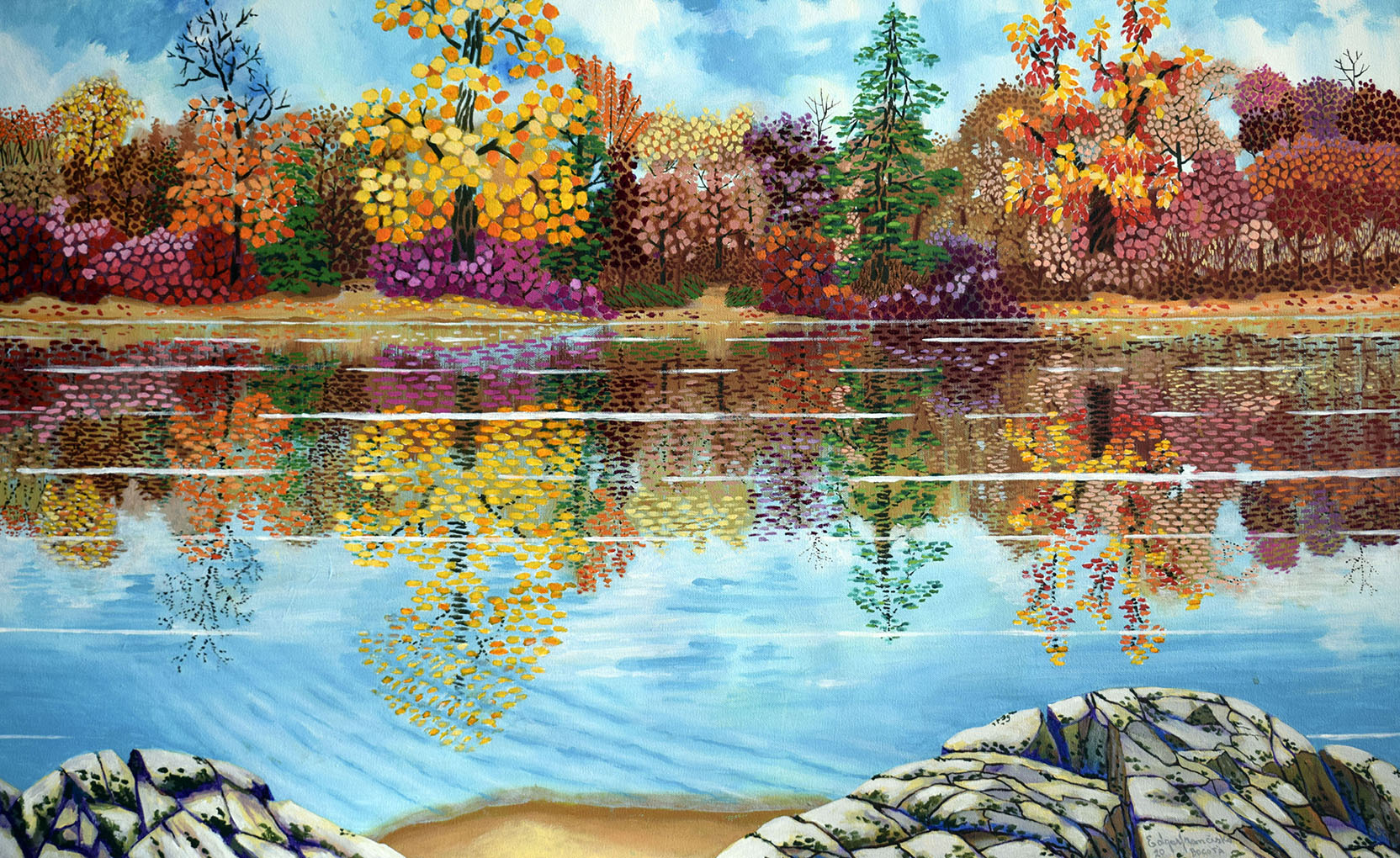 Reflejos de ensueño 54x94cm Acrílico 2020 red