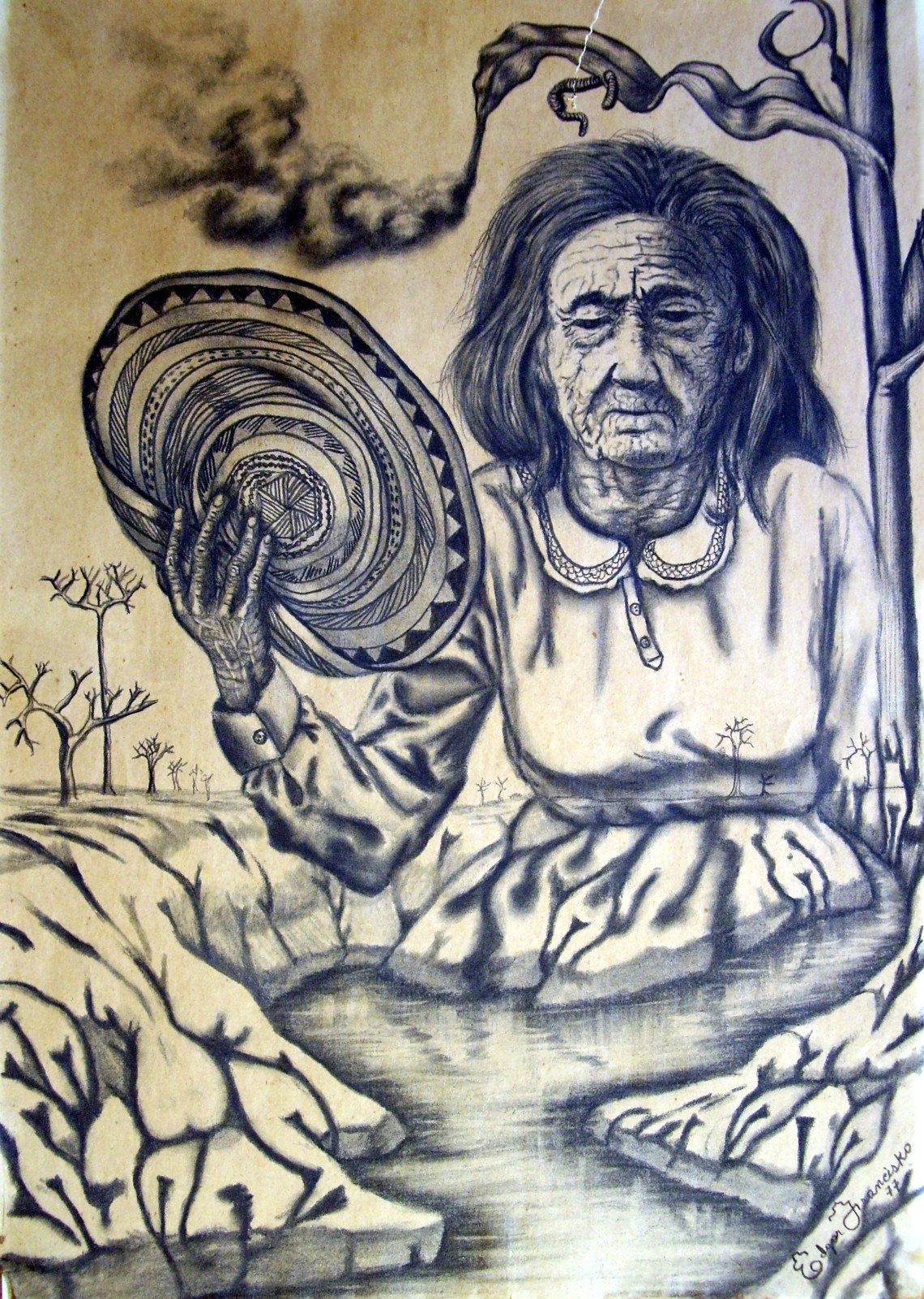 Ursula 50x35cm Carboncillo sobre papel 1977
